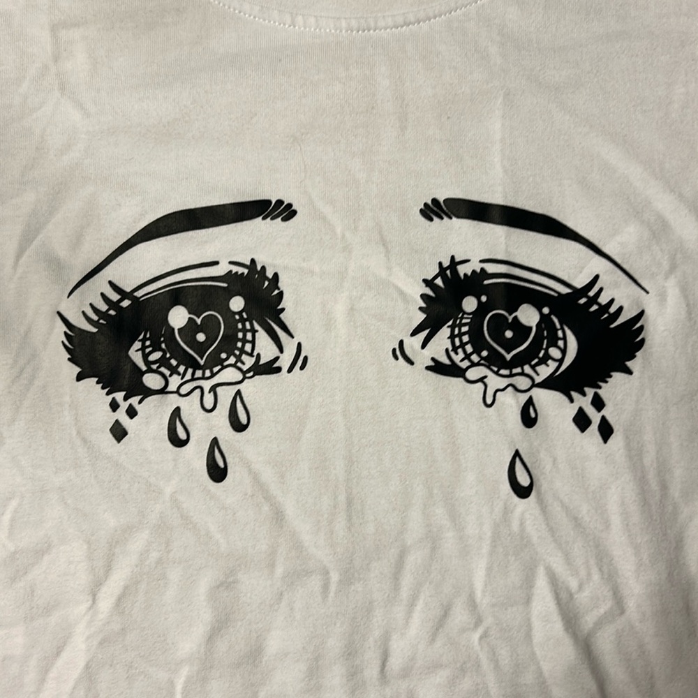 Anime Tears Graphic Tee - Women’s Small (White)